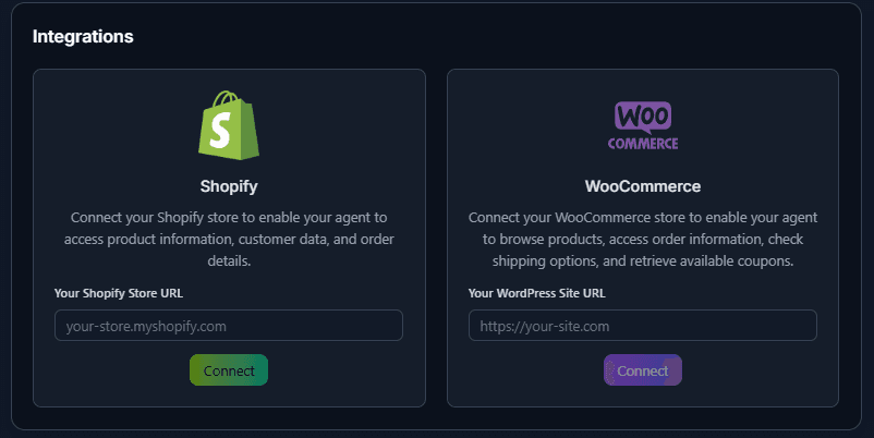 WooCommerce and Shopify Integrations